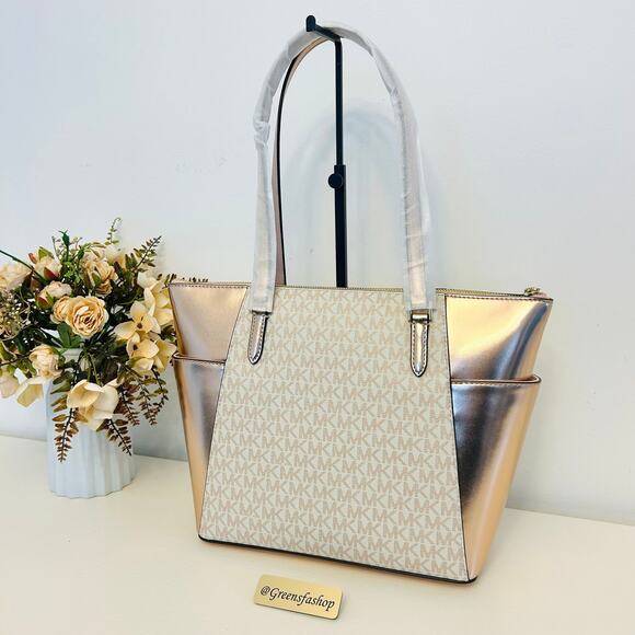 Michael Kors Charlotte Top Zip Tote shoulder bag rose gold - Picture 5 of 11